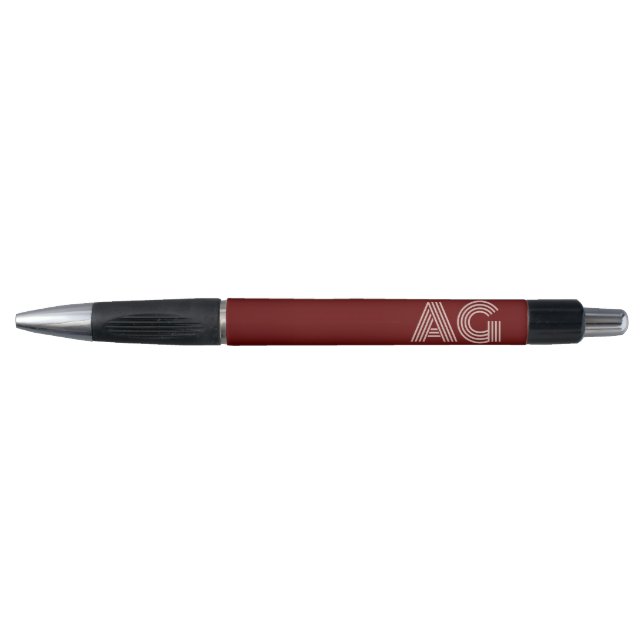Modern Beige Monogram and Wine Pen (Front)