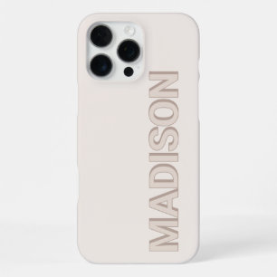 Modern Beige Monogram Name iPhone 16 Pro Max Case