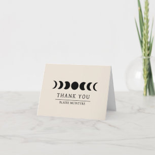 Modern Beige Moon Phases Elegant Thank You Card