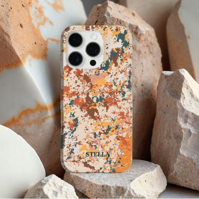 Modern Beige Orange Camo Army Personalized Case-Mate iPhone Case (Creator Uploaded)