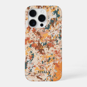 Modern Beige Orange Camo Army Personalized iPhone 16 Pro Case