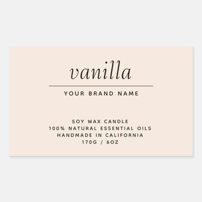 Modern beige packaging candle product sticker (Front)