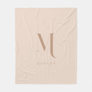 Modern Beige Personalized Monogram Fleece Blanket