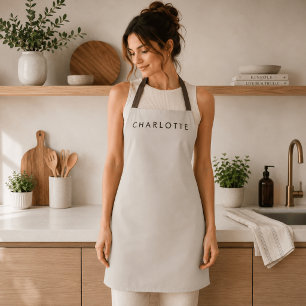 Modern Beige Personalized Name Apron