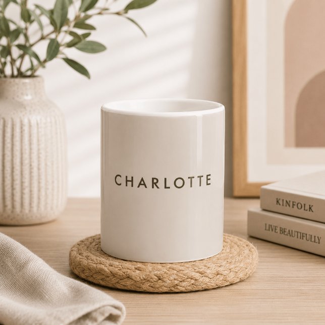 Modern Beige Personalized Name Coffee Mug (Creator Uploaded)