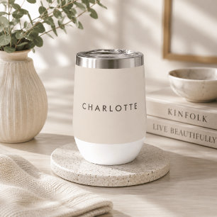 Modern Beige Personalized Wine Tumbler