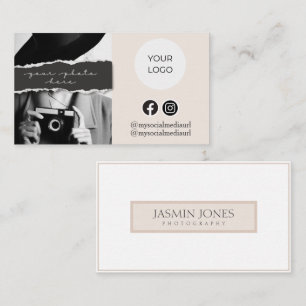 Modern Beige Photo Photography Business Card