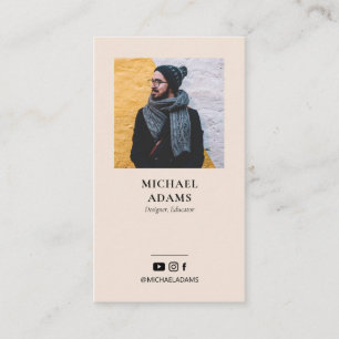 Modern Beige Photo Social Media Business Cards