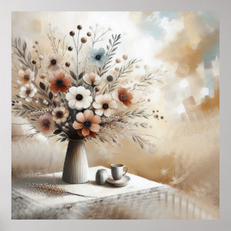 Modern Beige-Pink Flowers 47 Poster