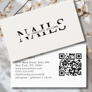 Modern, Beige, QR Code Business Card