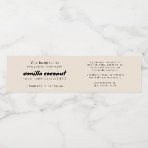Modern beige soap packaging ingredients label