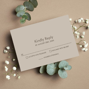 Modern Beige Wedding RSVP Response Card