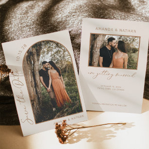 Modern Beige Wedding Save The Date
