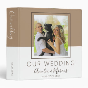 Modern Beige White Modern Wedding Photo Album Binder