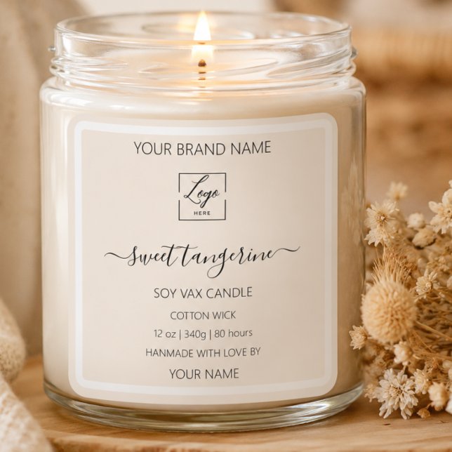 Modern beige white Personalized Candle Label (Creator Uploaded)