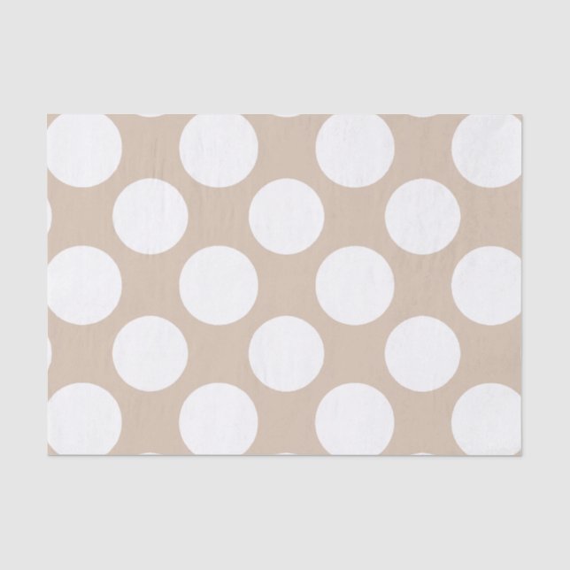 Modern Beige White Polka Dots Pattern Tissue Paper (Front)