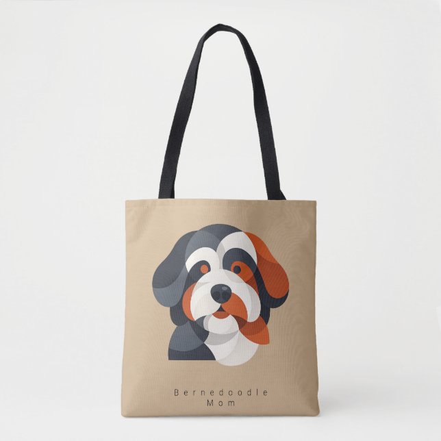 Modern Bernedoodle Mom Tote Bag - Geometric Tri-Co (Devant)