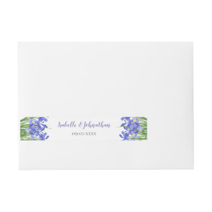 Modern Berry Blue Irises Floral Wedding Invitation Wraparound Address Label