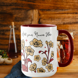 Modern Berry & Brunt Brown FLORAL personalize Mug