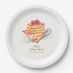 Modern Berry Pancake Egg Whisk Brunch Baby Shower  Paper Plate