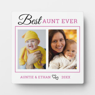 Modern Best Aunt Ever 2 Photo Collage Plaque