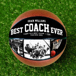 Modern BEST COACH EVER Cool Trendy Photo Collage Basketball<br><div class="desc">Perfect for the coolest coach: The BEST COACH EVER customized basketball with 3 favourite photos in colour, his name, and a thank you message, as well as team name and year of the season. Great Thank You gift for graduation or an awesome surprise for his birthday, surely a keepsake he'll...</div>