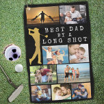 Modern BEST DAD BY A LONG SHOT 9 Photo Collage Golf Towel<br><div class="desc">Create a unique photo memory golf towel for the golfer Dad with a photo collage of 9 pictures and the title BEST DAD BY A LONG SHOT accented with a gold golfer against an editable black background. CHANGES: You can change the text or black background colour by clicking on CUSTOMIZE...</div>