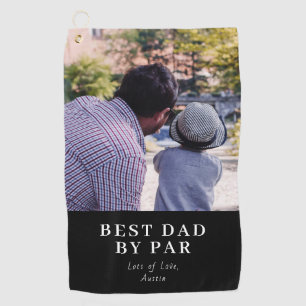 Modern Best Dad By Par Personalized Photo Golf Towel