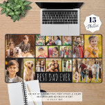 Modern Best Dad Ever 14 Photo Collage Custom Desk Mat<br><div class="desc">Create your own custom colour photo desk mat for the BEST DAD EVER utilizing this easy-to-upload photo collage template featuring 14 pictures in various shapes and sizes in your choice of font styles and colour and/or background colour (shown with a modern typography font style in white on black). The text...</div>