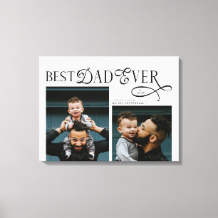 Modern Best Dad Ever 2 Photos Fathers Day Gifts Canvas Print