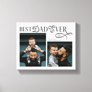 Modern Best Dad Ever 2 Photos Fathers Day Gifts Canvas Print