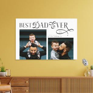 Modern Best Dad Ever 2 Photos Fathers Day Gifts Canvas Print