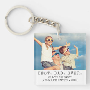 Modern BEST DAD EVER 2 Photos Personalized Keychain