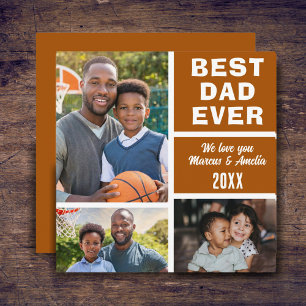 Modern Best Dad Ever 3 Photo Collage Father's Day Holiday Card