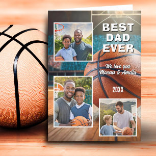 Modern Best Dad Ever 3 Photo Collage Father's Day Holiday Card