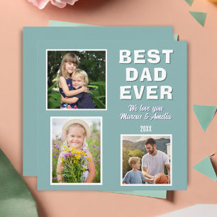 Modern Best Dad Ever 3 Photo Collage Father's Day Holiday Card