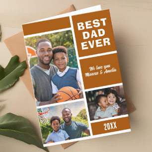 Modern Best Dad Ever 3 Photo Collage Father's Day Holiday Card