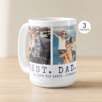 Modern BEST DAD EVER 3 Photos Navy Blue Custom