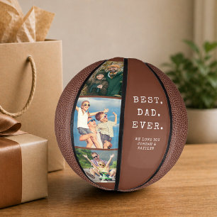 Modern BEST DAD EVER 3 Photos Personalized Custom Mini Basketball