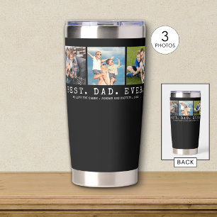 Modern BEST DAD EVER 3 Photos Personalized Insulated Tumbler