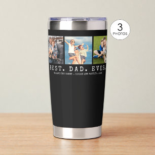 Modern BEST DAD EVER 3 Photos Personalized Insulated Tumbler