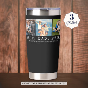 Modern BEST DAD EVER 3 Photos Personalized Insulated Tumbler