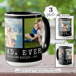 Modern BEST DAD EVER 3 Photos Personalized Mug<br><div class="desc">Modern BEST DAD EVER 3 Photos Personalized Coffee Mug. Create a personalized, custom coffee mug for a father featuring 3 pictures, your custom title and/or message in your choice of font styles and colours. The sample is shown with the title BEST. DAD. EVER. in white text on a black background;...</div>