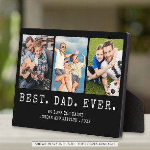 Modern BEST DAD EVER 3 Photos Personalized Plaque