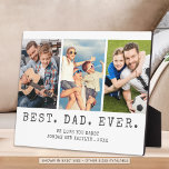 Modern BEST DAD EVER 3 Photos Personalized Plaque<br><div class="desc">Modern BEST DAD EVER 3 Photos Personalized Easel-Back Plaque. Create a personalized, custom photo collage photo display on this easel-back plaque for a father featuring 3 pictures, your custom title and/or message in your choice of font styles and colours and background colour. The sample is shown with the title BEST....</div>