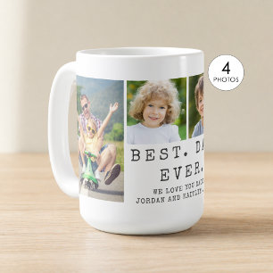 Modern BEST DAD EVER 4 Photo Collage Personalized Coffee Mug