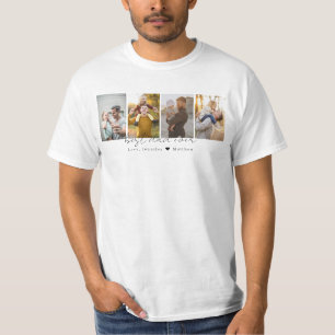 Modern Best Dad Ever 4 Photos Collage Custom T-Shirt