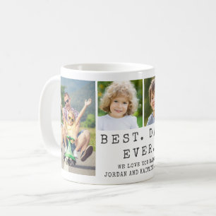 Modern BEST DAD EVER 4 Photos Personalized Coffee Mug