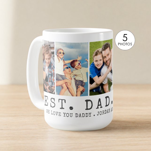 Modern BEST DAD EVER 5 Photos Personalized Coffee Mug (Creator Uploaded)