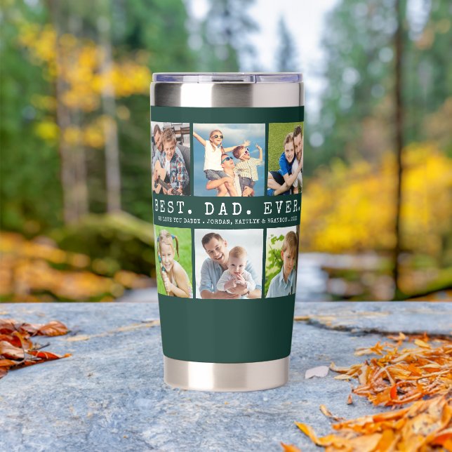 Modern BEST DAD EVER 6 Photos Insulated Tumbler (Outdoor (Rotated))